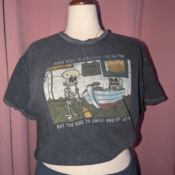 Nickelodeon SpongeBob Square‎ Pants Crop Shirt XL - Picture 2 of 11